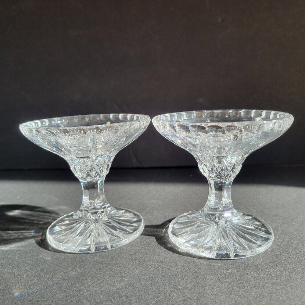 Gorham Crystal King Edward Hurricane  Candle Lamp holders Set of 2 Base only